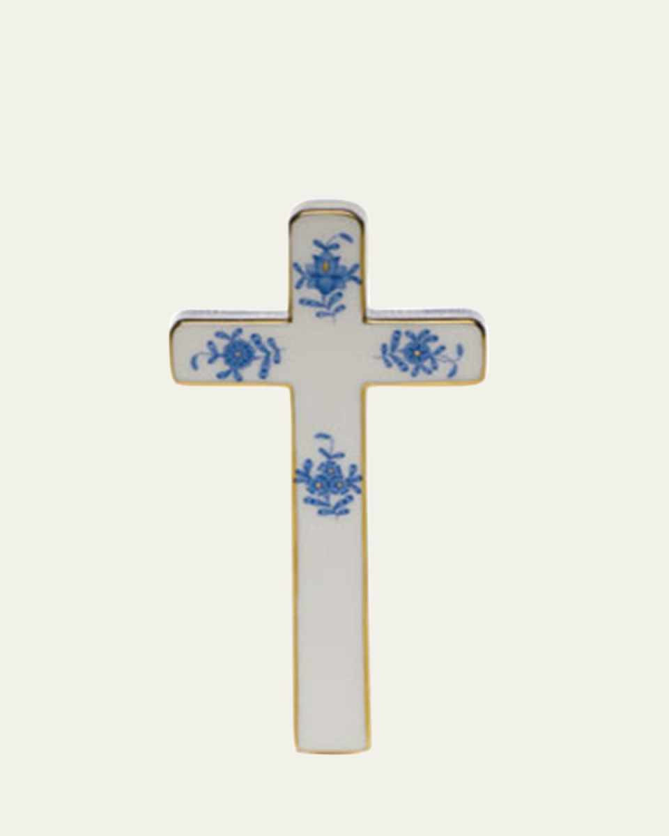 Chinese Bouquet Decorative Porcelain Cross - Rose